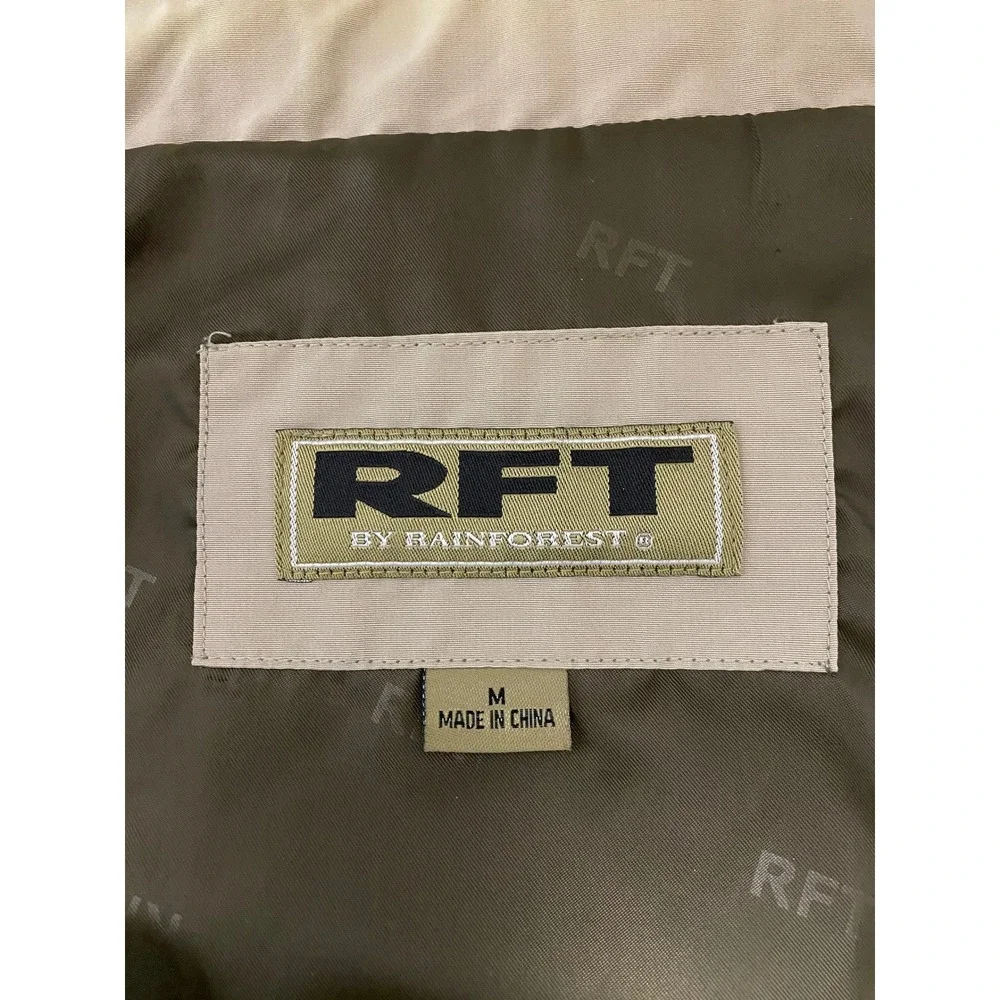 RFT by Rainforest Mens Jacket Full Zip Button Up‎ Khaki Beige Coat Medium